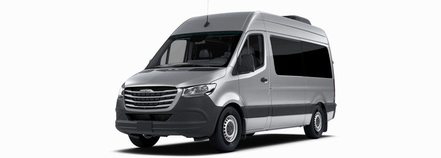 View of a Freightliner Sprinter Passenger Van.