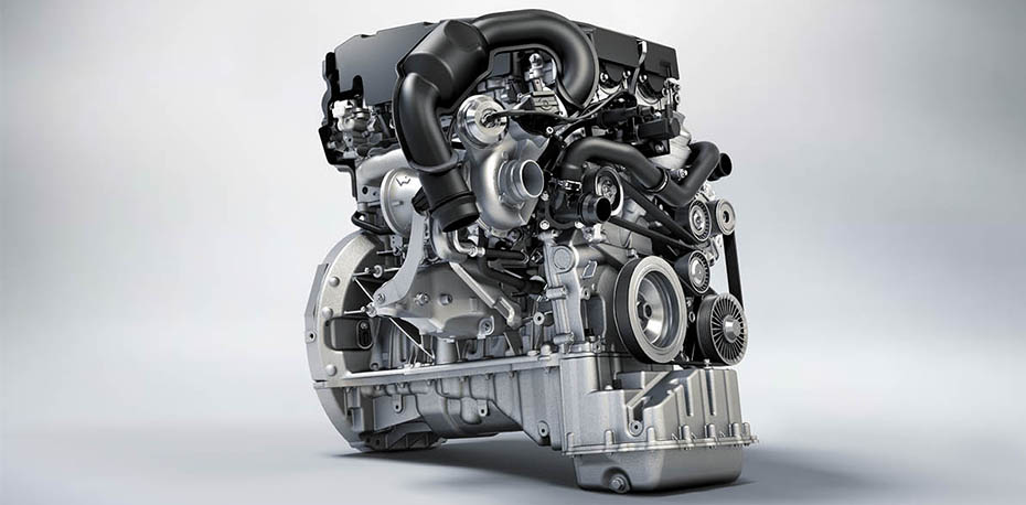 View of turbocharged gasoline engine.